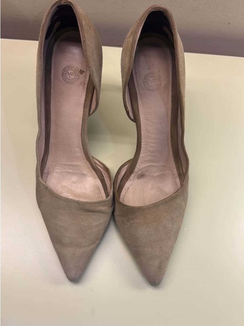 Malene Birger nude Women's Pointed Suede Heels in Taupe